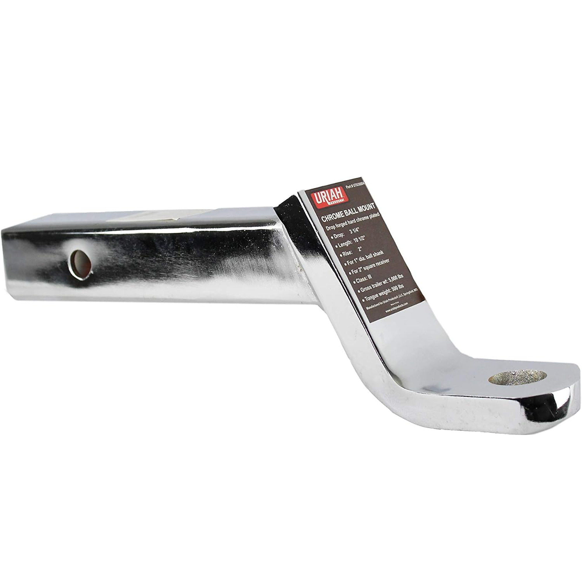 Uriah Products Ball Mount — 3-1/4in. Drop, Chrome Plate, 500 Lb. Tongue Weight, Model# UT630004